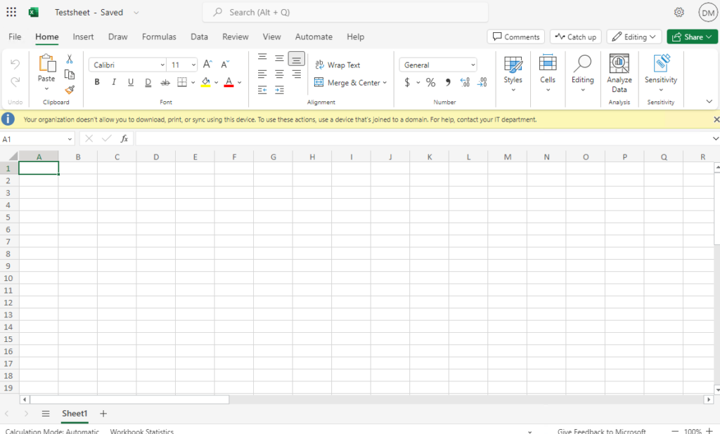 Limited access User Experience from Excel web