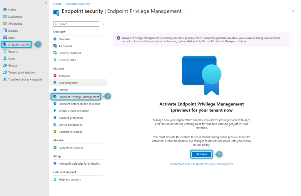 Activate Endpoint Privilege Management