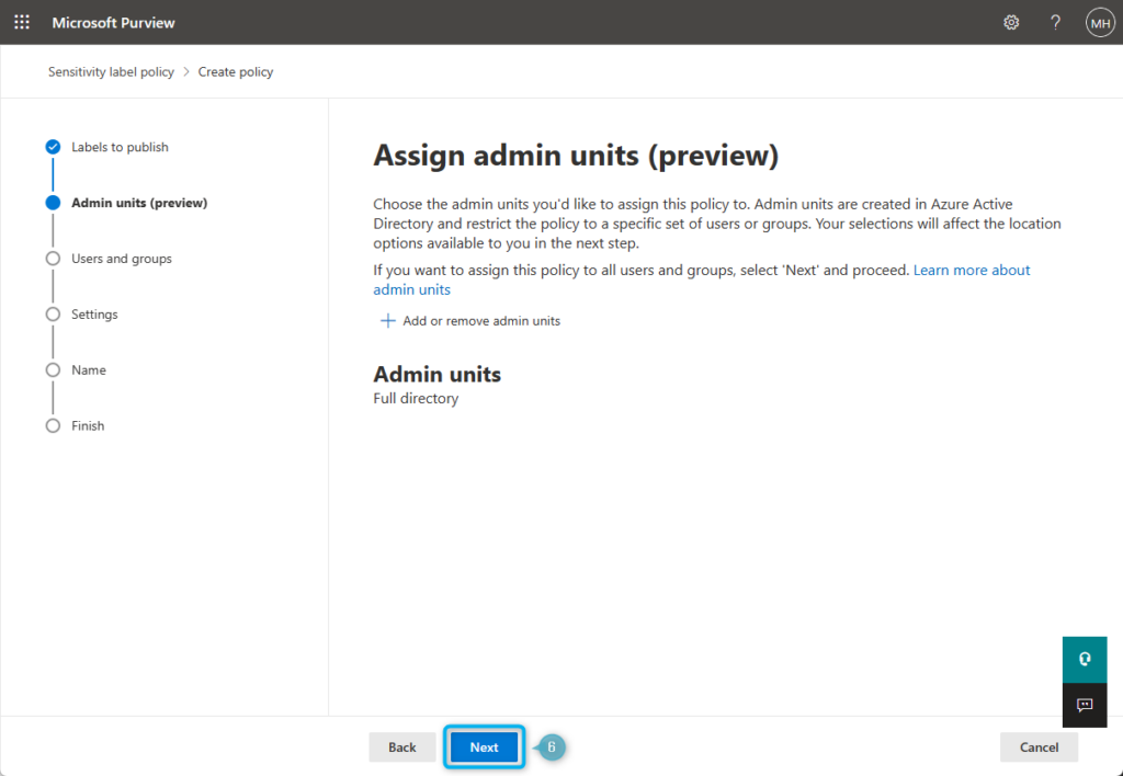Configure Sensitivity Label Policy step 2