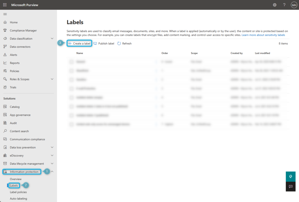 Create Sensitivity Label