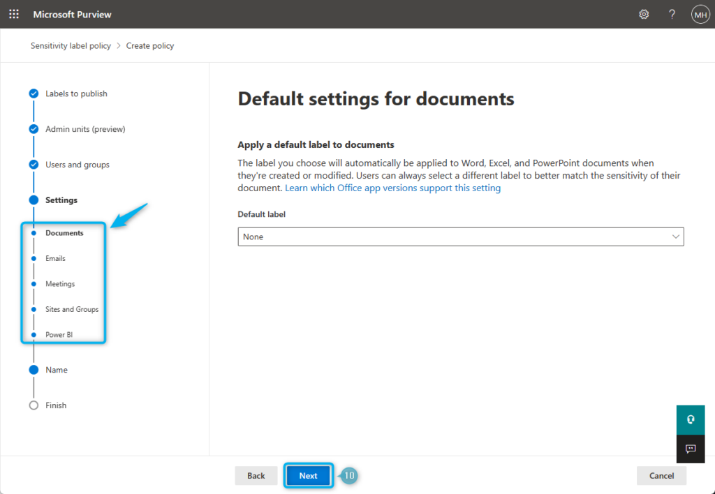 Configure Sensitivity Label Policy step 5