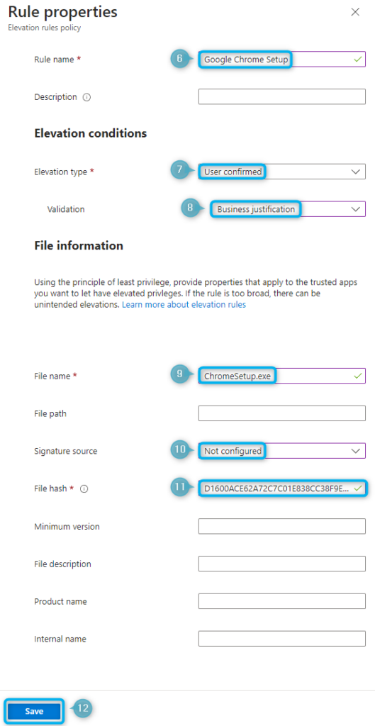 Configure Elevation Settings Rules step 2