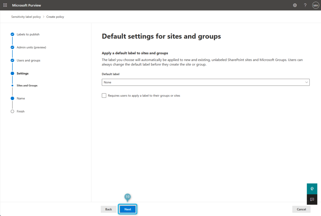 Configure Sensitivity Label policy