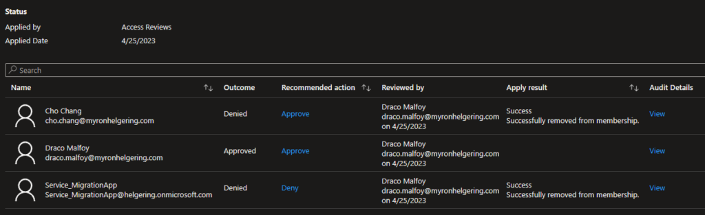Access Review exclusions check