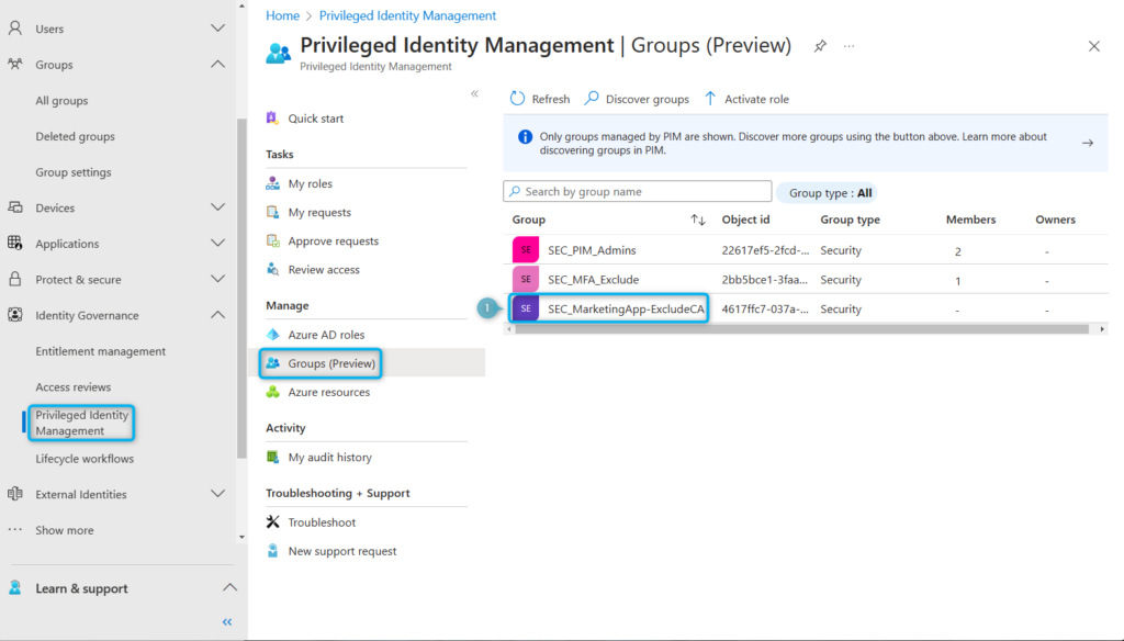 Configure PIM group settings