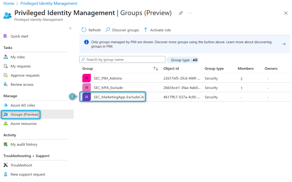 Add PIM group assignments