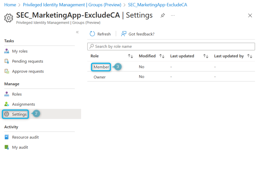 Configure PIM group settings