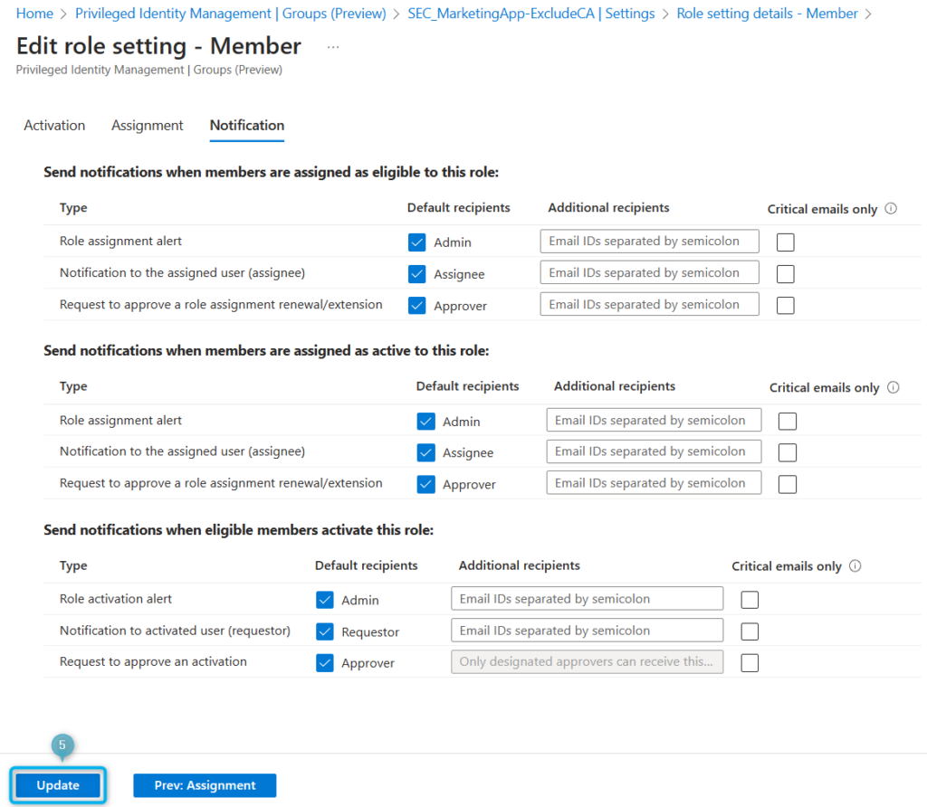 Configure PIM group notification settings