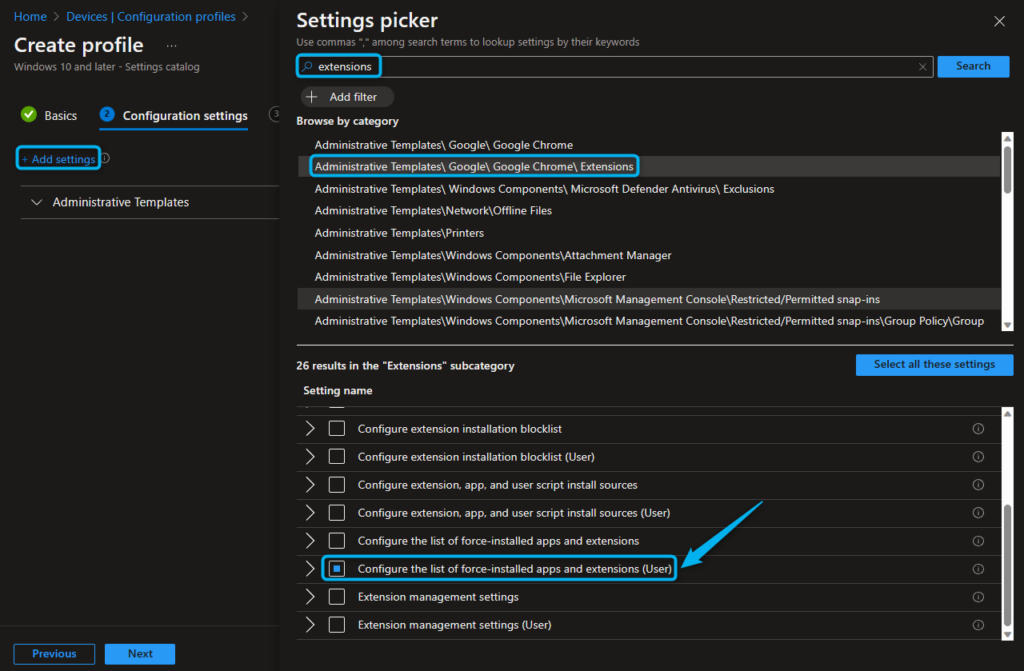 Pick Chrome Extension Settings