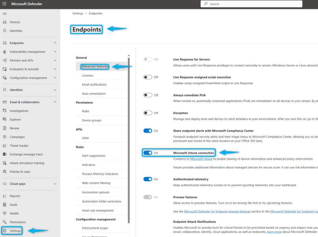 Enable Intune Connection