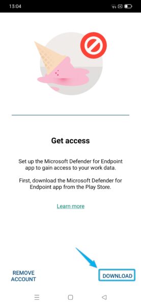 Redirect to install MS Defender app