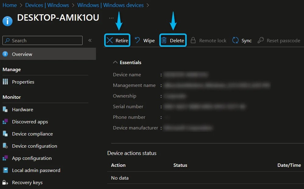 Remove or retire device in Microsoft Intune