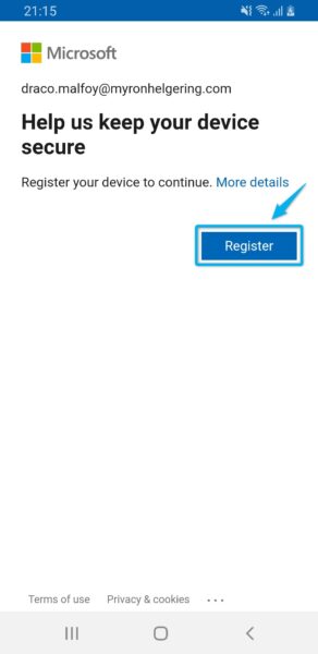 Register device with MAM