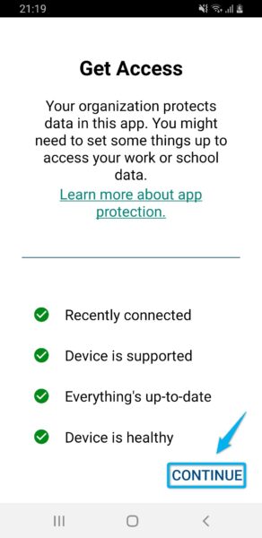 Device is successfully registered with MAM