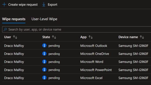 Wipe request is pending