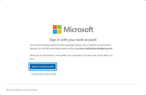 Notification to switch to work profile
