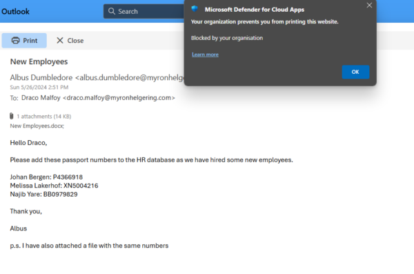 Print attachment action
