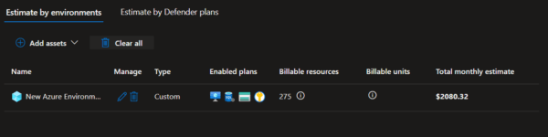 cost estimate for custom environment